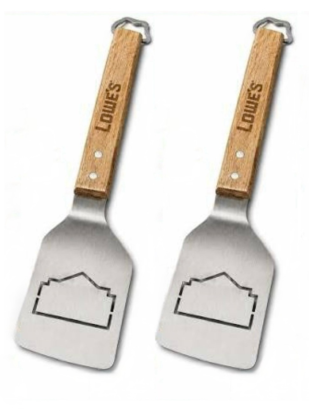 Set of 2 - Lowe's Branded Wood Handle Grill Spatulas (Wood & Stainless)